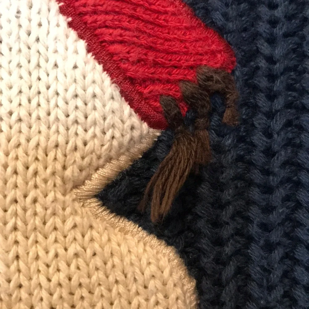 Rare Oshkosh Navy ribbed SNOWMAN appliqué winter cable knit sweater size 7 VGUC